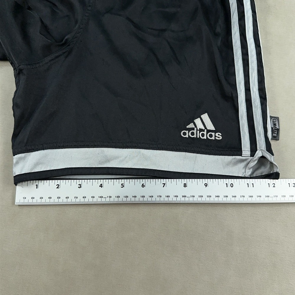 Adidas Vintage Rare Soccer Shorts Silky Dazzle Black White Climalite Men's Small - Picture 8 of 10